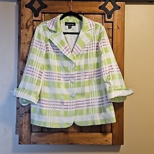 Jones New York Pastel Plaid Clueless Lightweight Jacket Size 14W